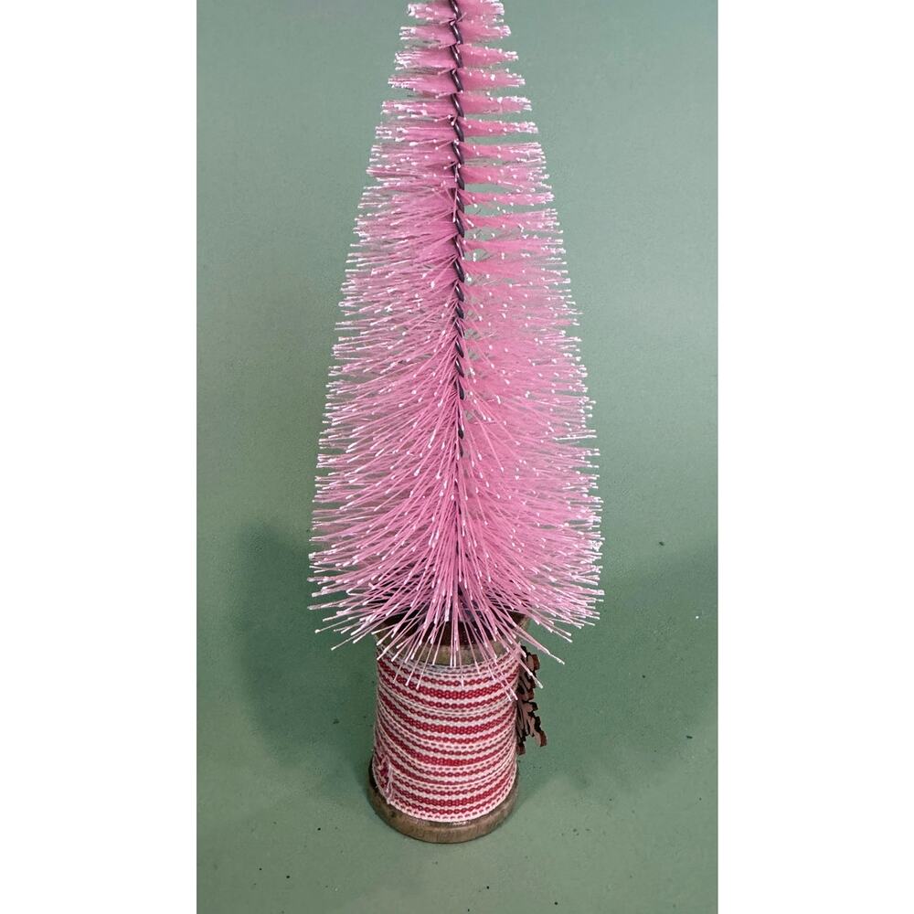 Handcrafted  Bottle Brush Tree on Decorated Thread Spool  Holiday Décor SPT6 - Picture 3 of 3